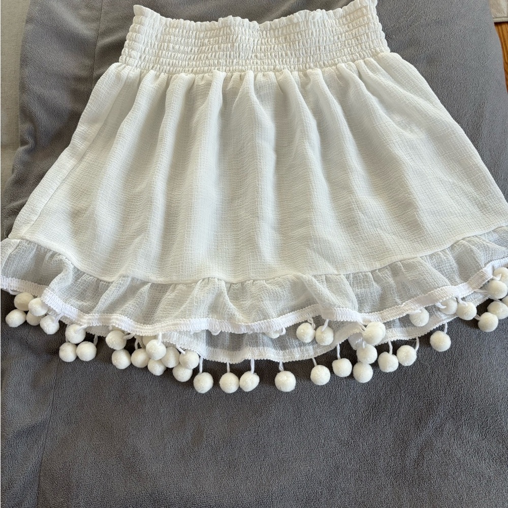 Ramy Brook White Pom-Pom Trim Skirt